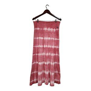 NWT Double Jinx Women’s Pink Rose Maxi Tie-Dye Flair Skirt Cotton Stretch Sz L